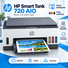 HP Smart Tank 720 6UU46A multifuncional nueva con panel LCD, tinta continua y garantía de 24 meses