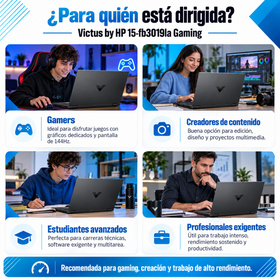 Victus by HP 15-fb3019la para gamers, creadores de contenido, estudiantes y profesionales