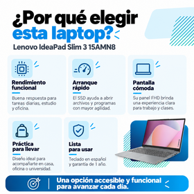 Lenovo IdeaPad Slim 3 15AMN8: ventajas para estudio, oficina y productividad diaria
