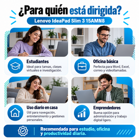 Lenovo IdeaPad Slim 3 15AMN8: usos para estudiantes, oficina, hogar y emprendedores