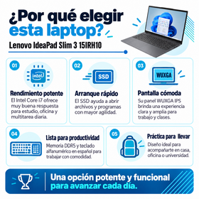 Lenovo IdeaPad Slim 3 15IRH10: ventajas para estudio, oficina y multitarea