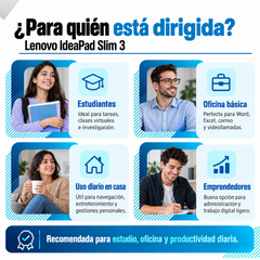 Lenovo IdeaPad Slim 3: usos para estudiantes, oficina básica y hogar