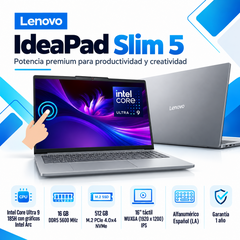 Lenovo IdeaPad Slim 5 con Core Ultra 9 185H, Intel Arc, 16 GB DDR5 y pantalla táctil de 16 pulgadas