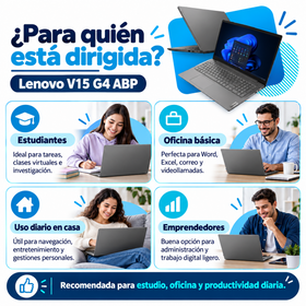 Lenovo V15 G4 ABP: usos para estudiantes, oficina, hogar y emprendedores