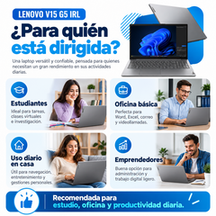 Lenovo V15 G5 IRL Core i7: usos para estudiantes, oficina, hogar y emprendedores