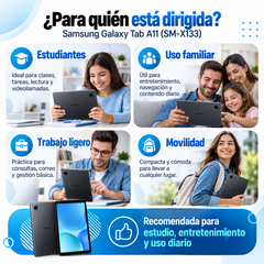 Samsung Galaxy Tab A11 para estudiantes, uso familiar, trabajo ligero y movilidad