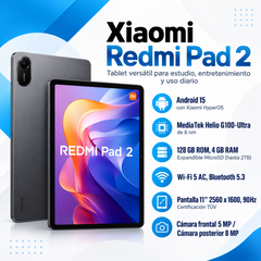 Xiaomi Redmi Pad 2 de 11 pulgadas gris grafito, 4 GB RAM y 128 GB, pantalla 2560 × 1600 a 90 Hz