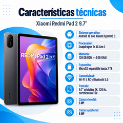 Ficha técnica Xiaomi Redmi Pad 2 9,7: Snapdragon 6s 4G Gen 2, HyperOS 3, Android 16 y 128 GB